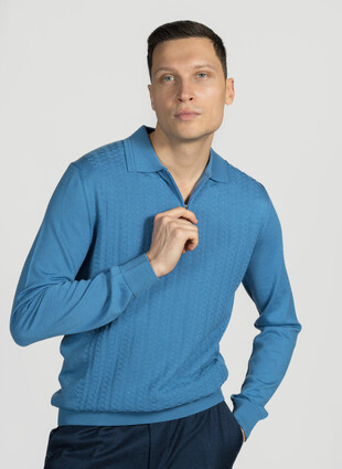 Поло с длинным рукавом от Enrico Cerini из 100% мериносовой шерсти