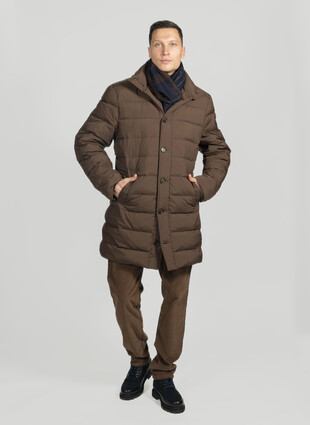 Демисезонный удлиненный пуховик от Enrico Cerini