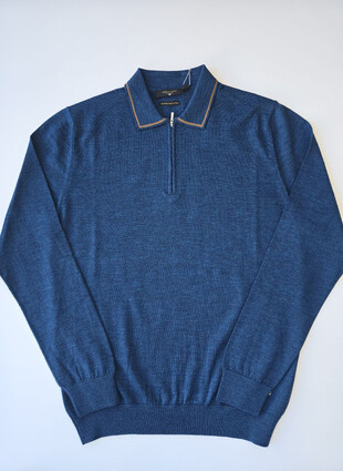 Поло с длинным рукавом от Enrico Cerini из 100% мериносовой шерсти